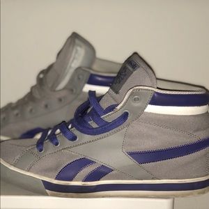 Reebok gray and purple shoes